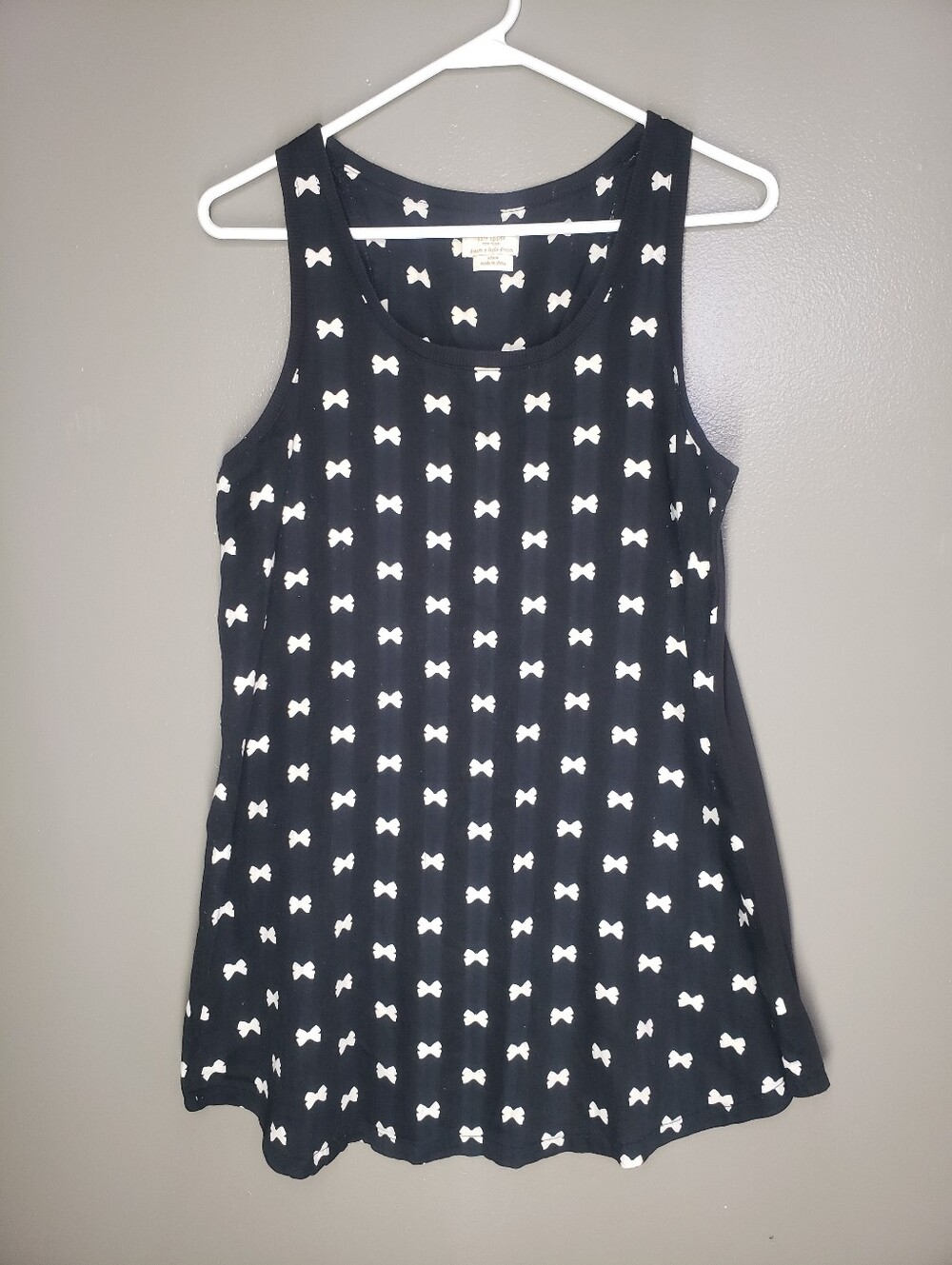 Kate Spade Womens Black Tank Top Size Medium Bows Thin 2016 Style# 5021201